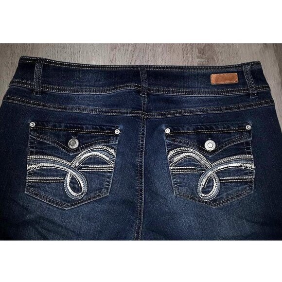 Angels Jeans Curvy Bootcut Flared Jeans Size 12 Distressed Denim Flares Wide Leg - Picture 4 of 8